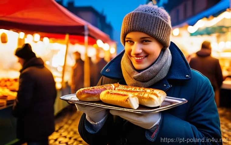 폴란드 길거리 음식 투어 - **Prompt: Polish Street Market Delights**
A captivating, high-resolution photograph capturing a ...