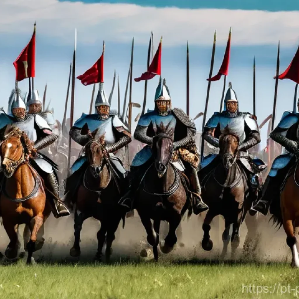 폴란드와 스웨덴 전쟁 역사 - **Prompt 1: The Valiant Charge of the Winged Hussars at Kircholm**
"A dramatic, wide-angle shot ...