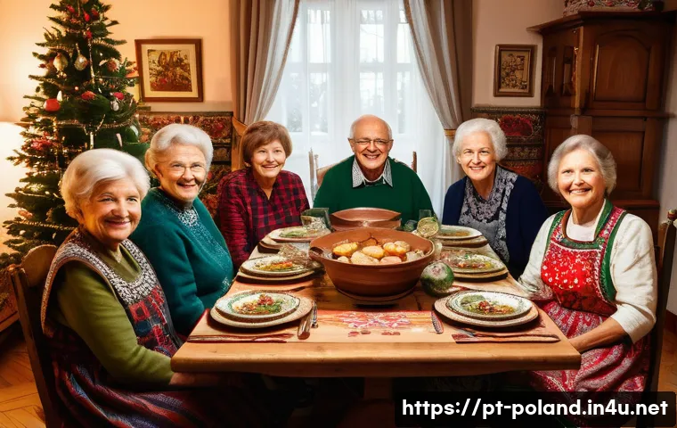 폴란드 국민성 특징 - A warm and lively Polish family gathering inside a cozy traditional home, with multiple generations ...