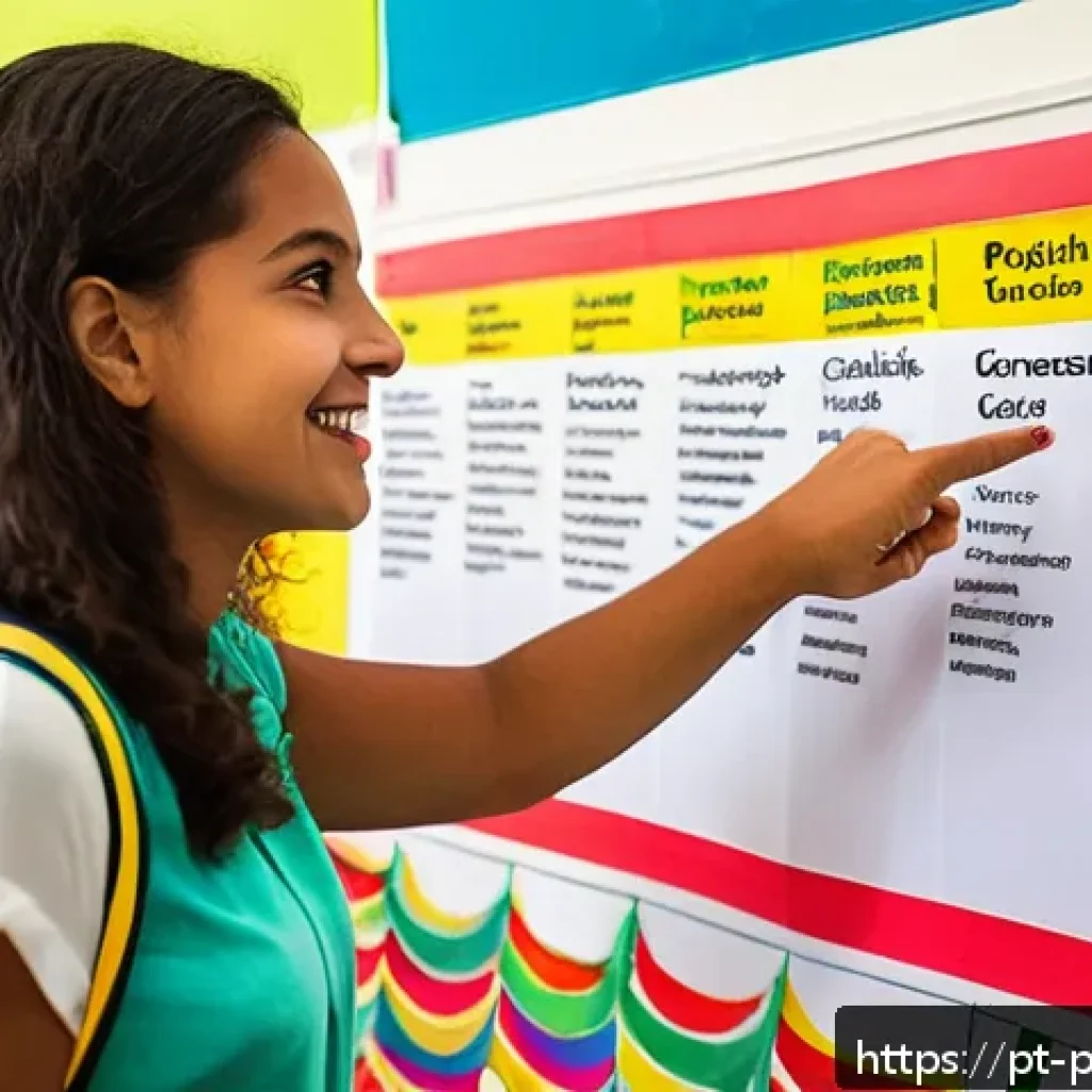 폴란드어 문법 구조 - A vibrant classroom scene in a modern Brazilian school, featuring diverse students actively learning...