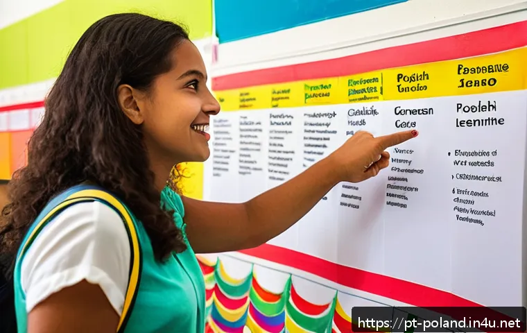 폴란드어 문법 구조 - A vibrant classroom scene in a modern Brazilian school, featuring diverse students actively learning...