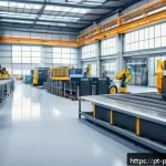 Home 22 폴란드 유명 정치인 - A modern Polish industrial factory interior showcasing advanced robotics and digital control panels,...