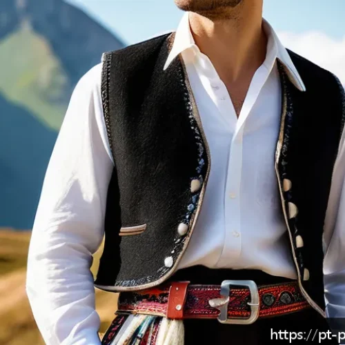 Home 30 폴란드 전통 의상 소개 - A detailed portrait of a Polish Góral man standing in a mountainous landscape wearing traditional at...